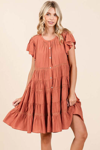 Mittoshop Lace Detail Ruffled Button Down Tiered Dress - 1985 the VAULT Boutique