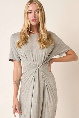 Mittoshop Side Slit Round Neck Short Sleeve Dress - 1985 the VAULT Boutique