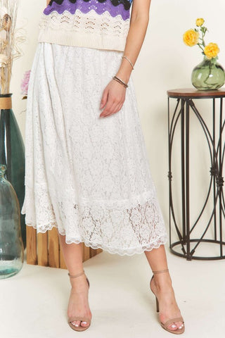 ADORA Elastic Waist Lace Midi Skirt - 1985 the VAULT Boutique