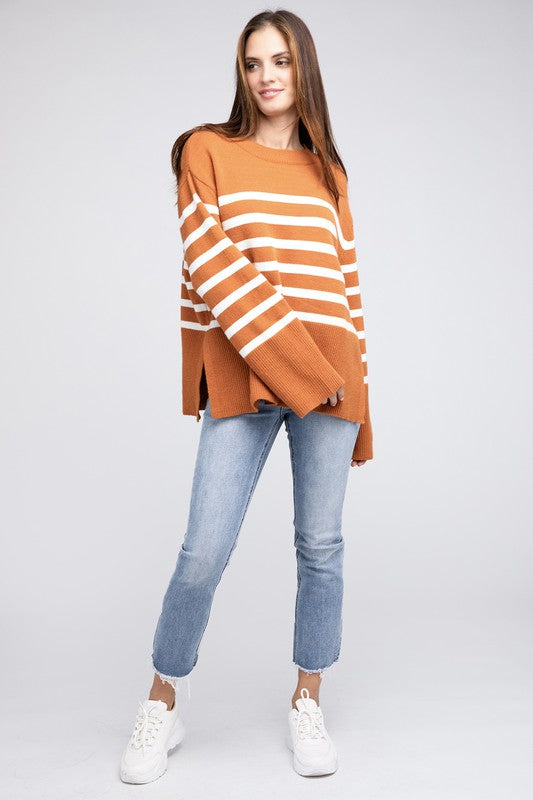 Ribbed Hem Stripe Sweater - 1985 the VAULT Boutique