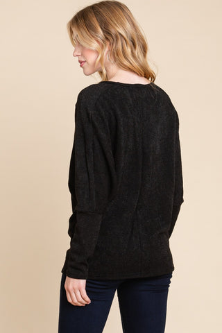 BOMBOM Drop Shoulder Long Sleeve Knit Top - 1985 the VAULT Boutique