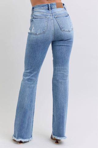 Judy Blue Full Size Raw Hem High Rise Bootcut Jeans - 1985 the VAULT Boutique