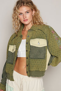 POL Embroidered Sleeve Raw Edge Quilted Jacket - 1985 the VAULT Boutique