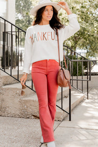 THANKFUL Round Neck Long Sleeve Knit Top - 1985 the VAULT Boutique