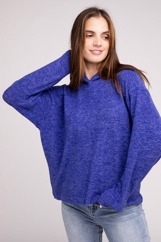 Hooded Brushed Melange Hacci Sweater - 1985 the VAULT Boutique