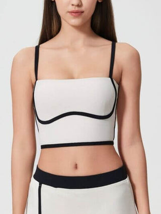 Millennia Contrast Trim Square Neck Active Cami with Detachable Chest Pads - 1985 the VAULT Boutique