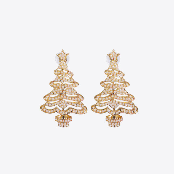 Rhinestone Alloy Christmas Tree Earrings - 1985 the VAULT Boutique