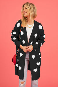 Heart Graphic Open Front Cardigan with Pockets - 1985 the VAULT Boutique