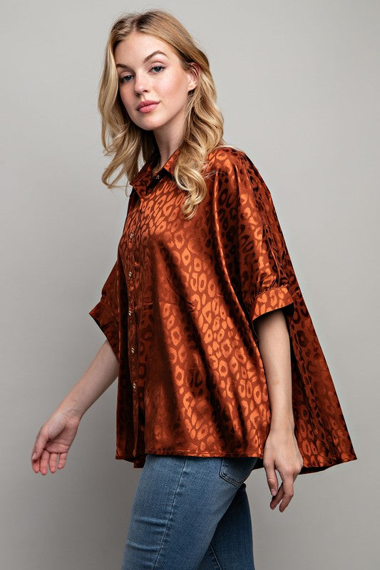 LIGHT SATIN PRINT BUTTON DOWN SHIRT - 1985 the VAULT Boutique