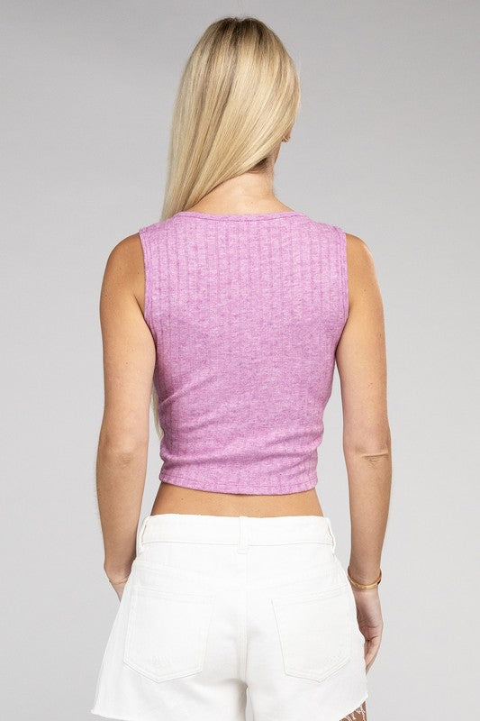 Basic Ribbed Scoop Neck Cropped Sleeveless Top - 1985 the VAULT Boutique