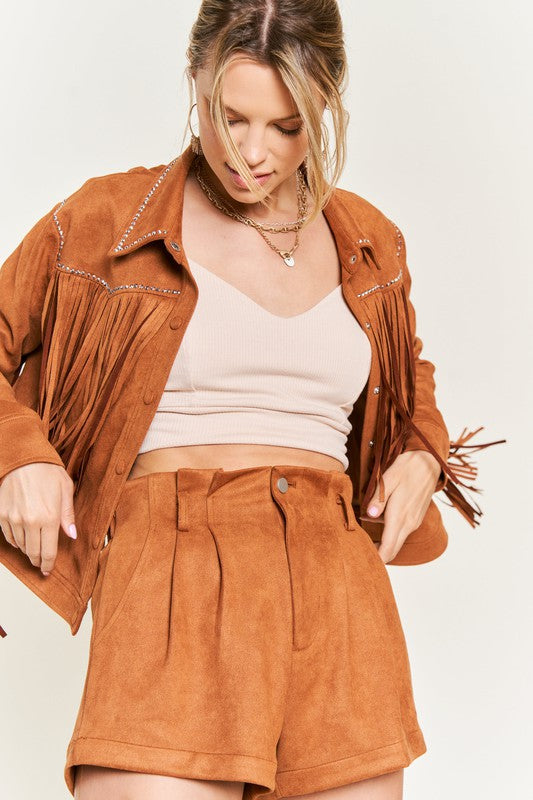 Suede Studded Fringe Jacket - 1985 the VAULT Boutique