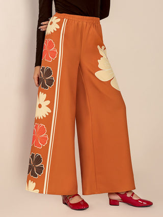 Printed Elastic Waist Wide Leg Pants - 1985 the VAULT Boutique