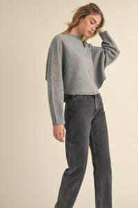 Mable Round Neck Dolman Sleeve Cropped Sweater - 1985 THE VAULT