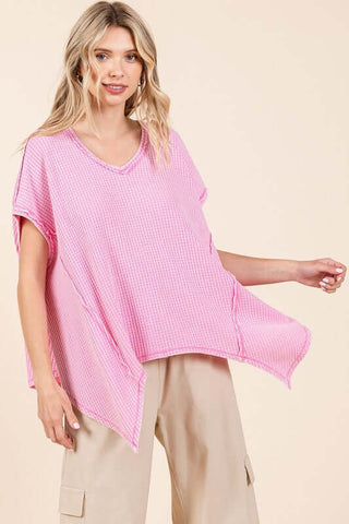 Mittoshop Mineral Wash Waffle Knit Pointed Hem Oversized Top - 1985 the VAULT Boutique