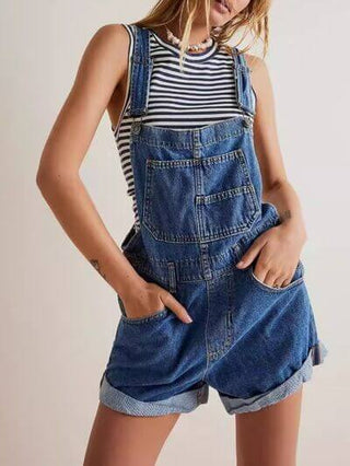 Wide Strap Square Neck Denim Overalls - 1985 the VAULT Boutique