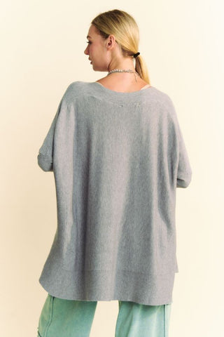 Davi & Dani Round Neck Dropped Shoulder Long Sleeve Knit Top - 1985 the VAULT Boutique