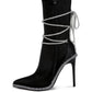 Dacia Rhinestones Strap Satin Calf Boots - 1985 the VAULT Boutique
