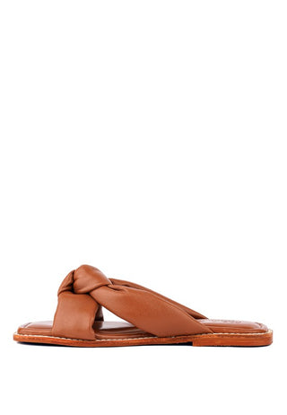 CHUBS Tan Puffy Strap Sliders Flat - 1985 the VAULT Boutique