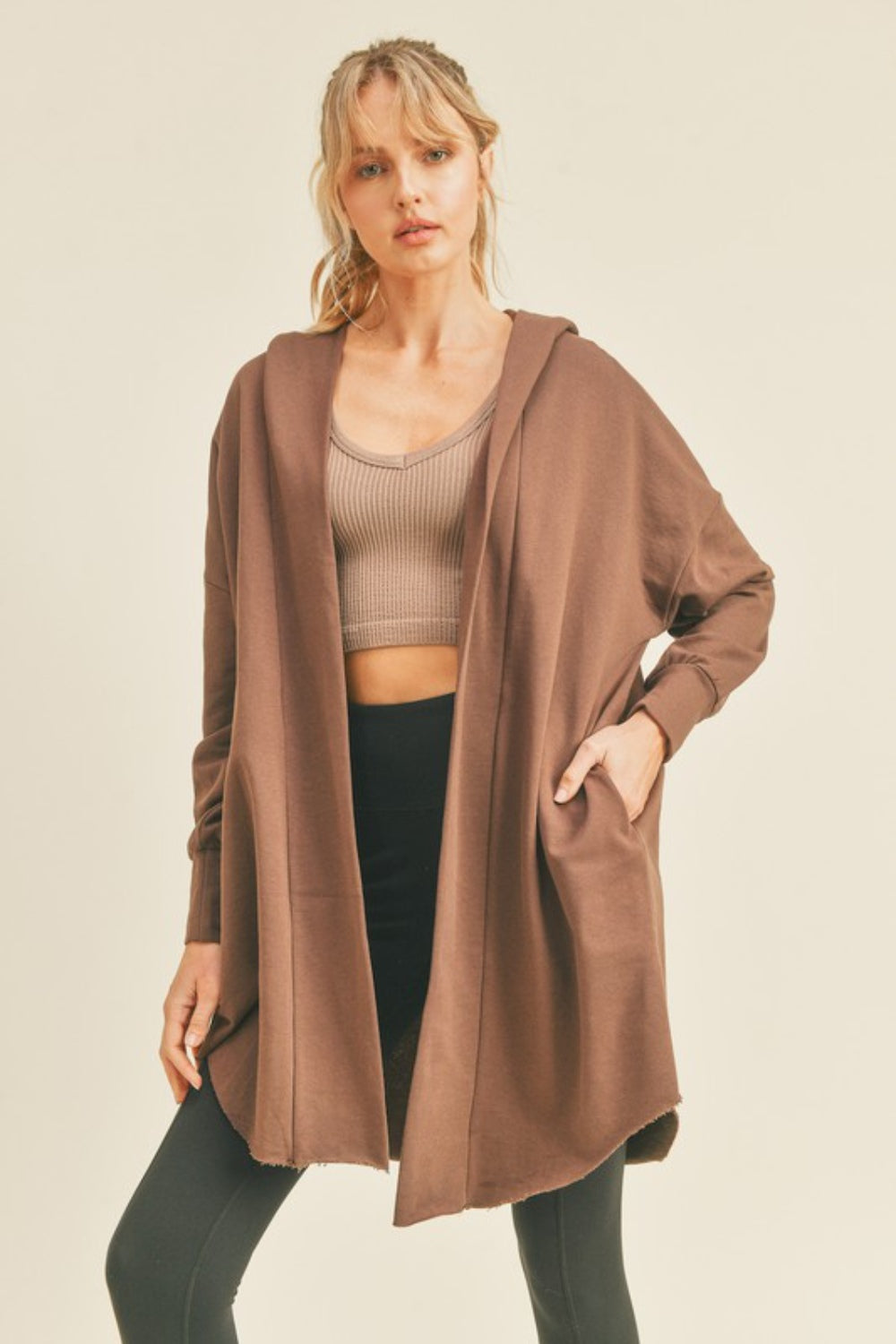 Kimberly C Open Front Longline Hooded Cardigan - 1985 the VAULT Boutique