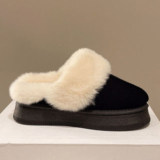 Suede Faux Fur Round Toe Platform Slippers - 1985 the VAULT Boutique