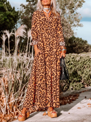 Leopard Buttoned Maxi Dress - 1985 the VAULT Boutique