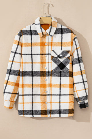 Plaid Snap Down Collared Neck Shacket - 1985 the VAULT Boutique