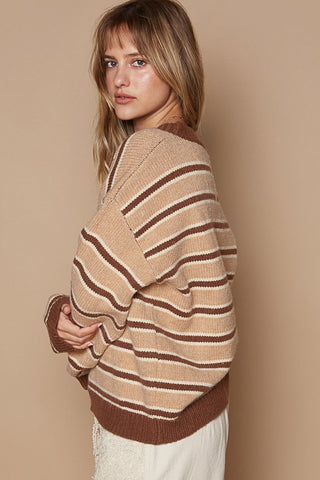 POL Star Patch Stripe Round Neck Sweater - 1985 the VAULT Boutique