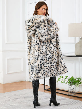 Thermal Leopard Faux Fur Hooded Outerwear - 1985 the VAULT Boutique