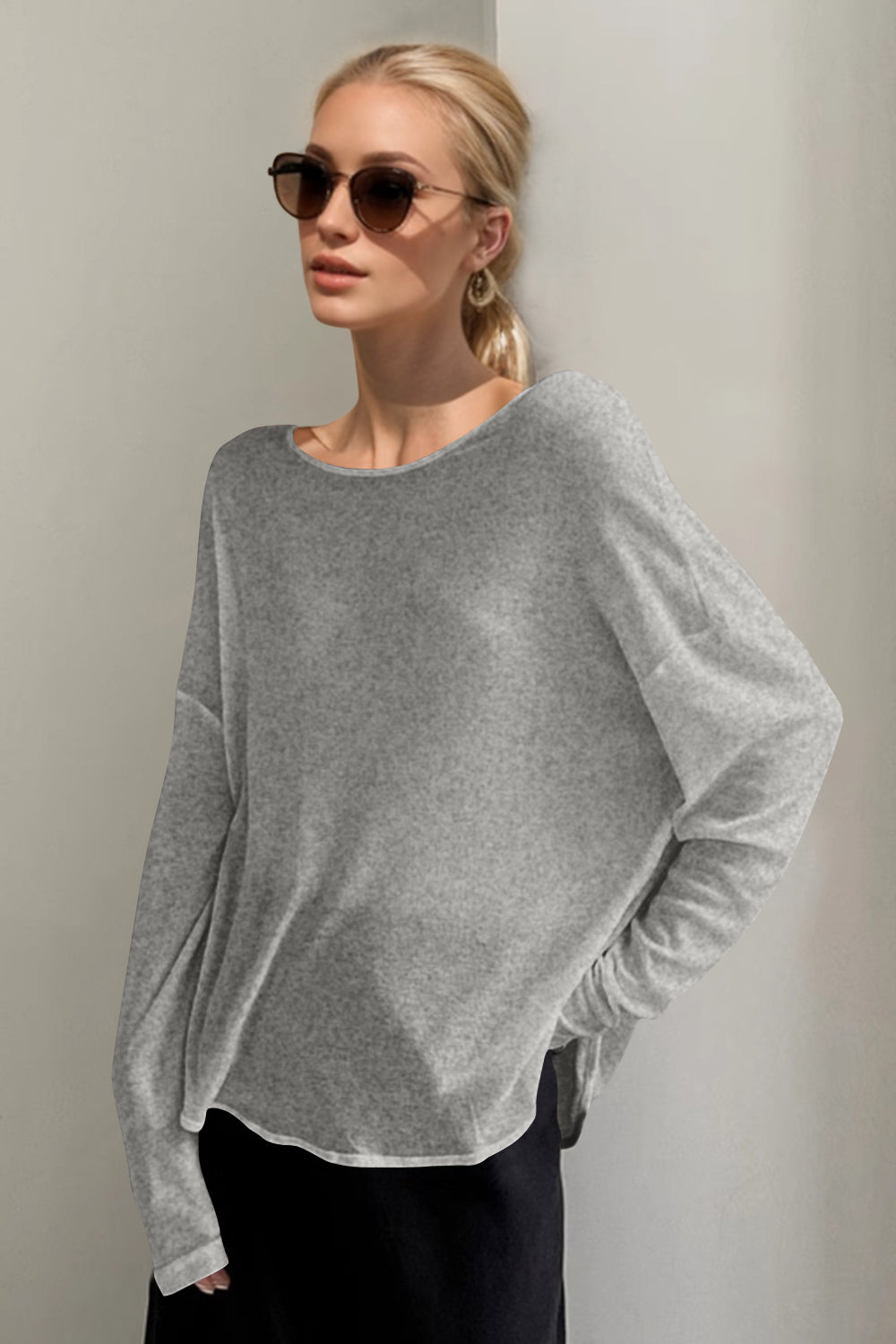 Basic Bae High-Low Long Sleeve T-Shirt - 1985 the VAULT Boutique