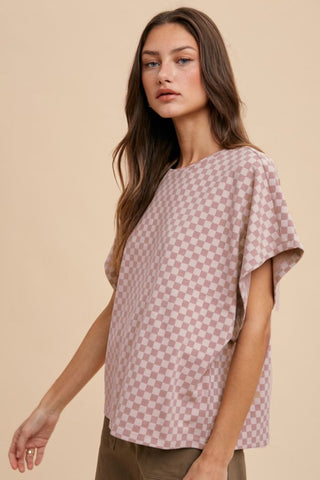 Annie Wear Checkered Round Neck Short Sleeve T-Shirt - 1985 the VAULT Boutique