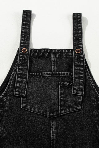 Distressed Wide Strap Denim Overalls - 1985 the VAULT Boutique