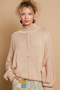 POL Pearl Detail Turtleneck Long Sleeve Sweater - 1985 the VAULT Boutique