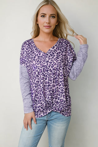 Leopard V-Neck Long Sleeve T-Shirt - 1985 the VAULT Boutique