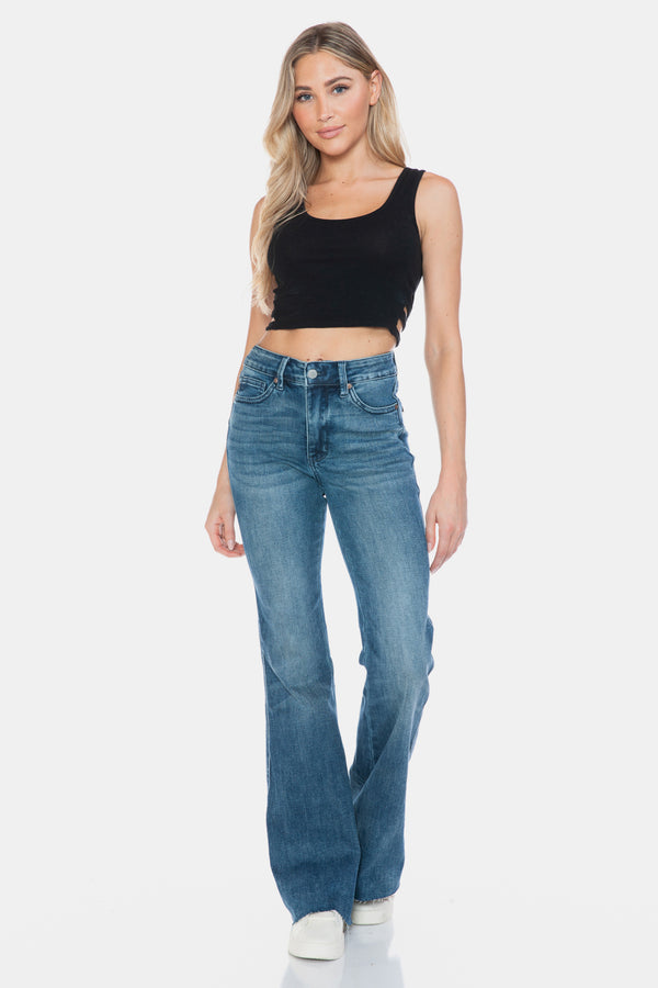 Judy Blue Full Size Tummy Control Cut Hem Flare Jeans - 1985 the VAULT Boutique