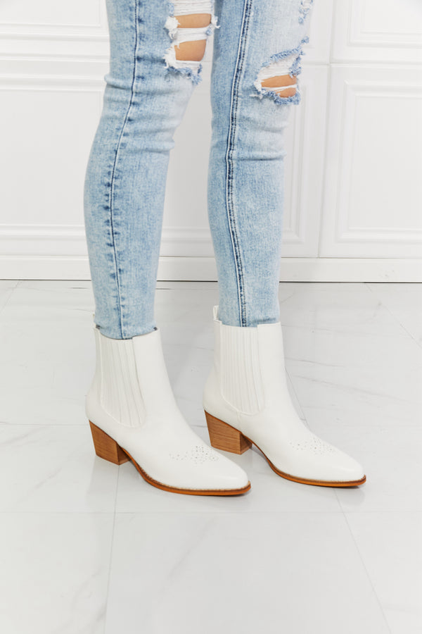 MMShoes Love the Journey Stacked Heel Chelsea Boot in White - 1985 the VAULT Boutique