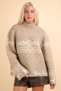 VERY J Christmas Element Mock Neck Long Sleeve Sweater - 1985 the VAULT Boutique