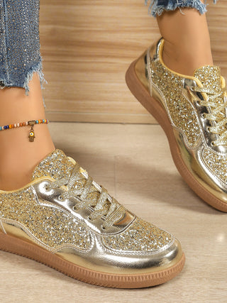 Sequin PU Leather Flat Sneakers - 1985 the VAULT Boutique