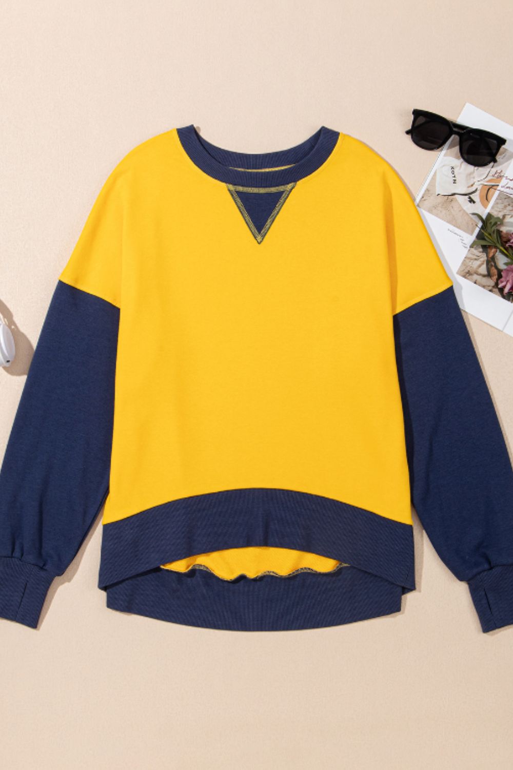 Color Block Round Neck Long Sleeve Sweatshirt - 1985 the VAULT Boutique