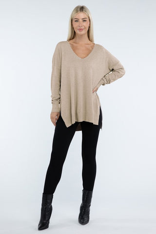 Hi-Low Hem Basic Front Seam Sweater - 1985 the VAULT Boutique