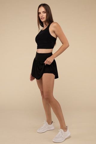 Wide Band Tennis Skirt with Zippered Back Pocket - 1985 the VAULT Boutique