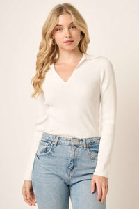 Mittoshop Polo Long Sleeve Ribbed Knit Top - 1985 the VAULT Boutique