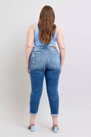 Judy Blue Full Size Button Fly Distressed Jeans with Pockets Plus Size - 1985 the VAULT Boutique