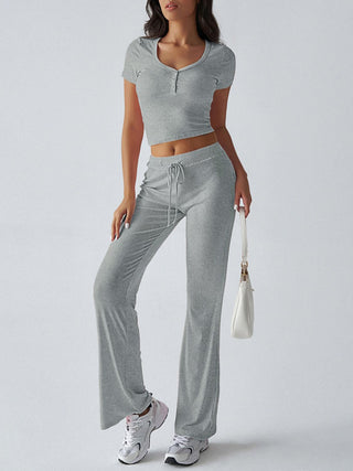 Devine Short Sleeve Top and Drawstring Pants Set - 1985 the VAULT Boutique