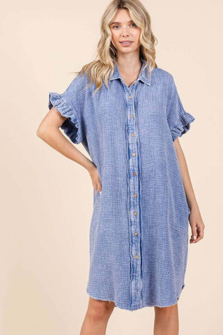 Mittoshop Mineral Wash Cotton Gauze Mini Shirt Dress - 1985 the VAULT Boutique