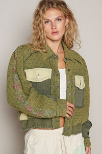 POL Embroidered Sleeve Raw Edge Quilted Jacket - 1985 the VAULT Boutique