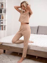 Ivy Lane Round Neck Short Sleeve Top and Pants Lounge Set - 1985 the VAULT Boutique