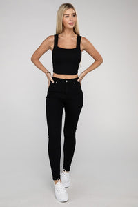 Basic Cotton Square Neck Cropped Cami Top - 1985 the VAULT Boutique