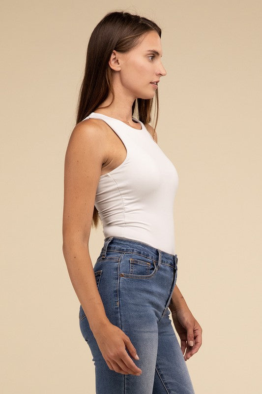 Basic Boat Neck Sleeveless Padded Bodysuit - 1985 the VAULT Boutique