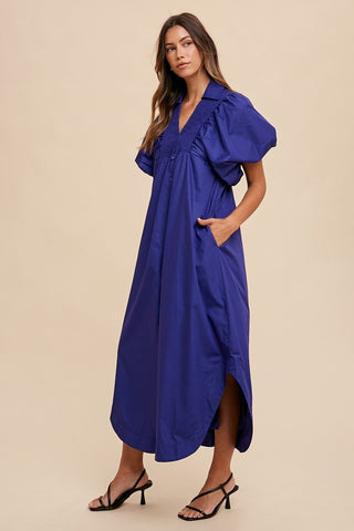 Annie Wear Smocked Puff Sleeve Midi Dress - 1985 the VAULT Boutique