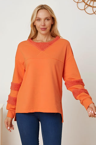 High-Low Round Neck Long Sleeve Sweatshirt - 1985 the VAULT Boutique